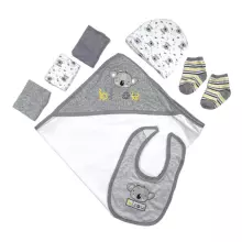 Tom Kids Baby Gift Set Art.246354 Grey Детский подарочный комплектик из 8 частей 100% хлопок