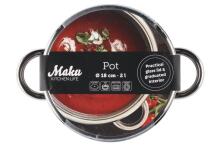 Maku Basic Pot with glass lid steel 2 L 18 cm