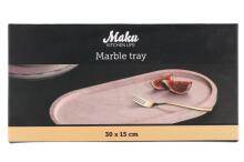 Поднос Maku мраморный светло-красный 30x15 см