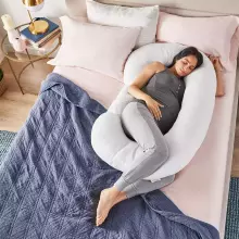 La Bebe™ Maternity Pillow Sì - Duo Art.223740 100% cotton, beige with pattern. Multifunctional maternity pillow with memory foam filling