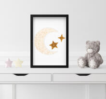 Room Accesories Art.123391 Dekoratīvs tekstila sienas dekors bērnistabai "Mēness"– mīksts attēls rāmī