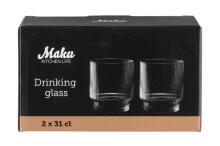Maku drinking glass ribbed 2 pcs 31 cl