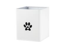 4Living mājdzīvnieku barības kaste Paw balta ar melnu vāku 14x14x19 cm