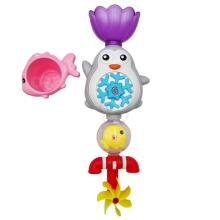 WOOPIE BABY Penguin Bath Water Toy Fish Wheel + Overflow Cup