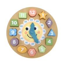 TOOKY TOY Clock Wooden Educational Toy Learning Time Shapes