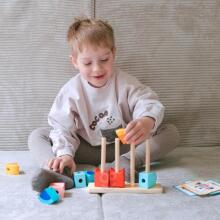 TOOKY TOY Crab Wooden Puzzle Stacks Blocks Pastel