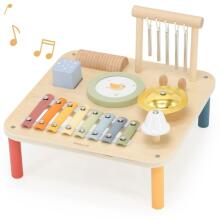 Viga koka izglītojošais muzikālais sensoriskais galds 7in1