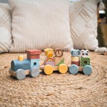 TOOKY TOY Деревянный поезд с блоками животных Монтессори-головоломка