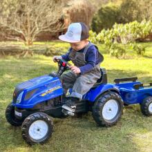 FALK New Holland Large Pedal Tractor with Trailer + Opening Hood from 2 years