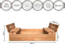 Bebe Basic Wood Sandbox Art.249101 Grey  Деревянная песочница с крышкой и скамейкой и брезентом 120x120см