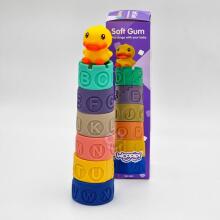 WOOPIE BABY Sensory Blocks Puzzle Pyramid for Squeezing Water Sound Learning the Alphabet Duck 7 pcs.