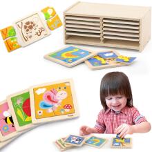 VIGA Wooden Puzzle 12 досок, 4 пазла на подставке