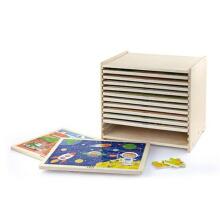 Viga Wooden Puzzle Set 12 puzzles, 24 pieces each on a stand