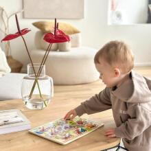 TOOKY TOY Koka Montessori puzle Transportlīdzekļi ar atbilstošām piespraudēm