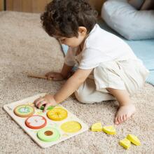 CLASSIC WORLD Wooden Fruits for Cutting with Velcro + Learning Fractions and Division MONTESSORI 23 pcs.