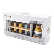 VIGA PolarB koka piramīdas komplekts + pingvīnu āmuriņš-perforators Montessori