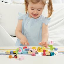 CLASSIC WORLD Wooden Threading Blocks Dressing Children 73 pcs.