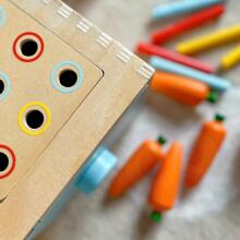 WOOPIE GREEN Koka izglītojošā atvilktne 4in1 Montessori burkānu šķirošanas spēle FSC