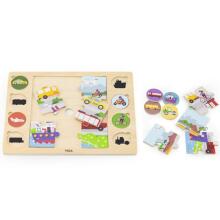 VIGA Wooden Puzzle Guess the Shadow - Means of Transport Puzzle 17 pcs.