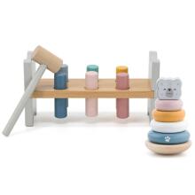 VIGA PolarB Set деревянная пирамидка + дырокол с молотком Белый медведь Монтессори