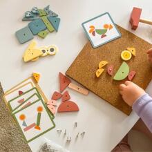 Woopie Green Art.249735  Wooden Nail with Hammer Puzzle 20 patterns 82 pcs.