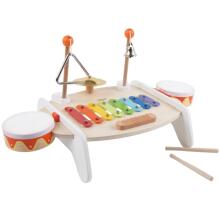 CLASSIC WORLD Bērnu mūzikas instrumentu komplekts Ksilofons, veļas dēlis, šķīvji, bungas, šķīvis, nūjiņas, trijstūris, zvaniņš, 9 gab.