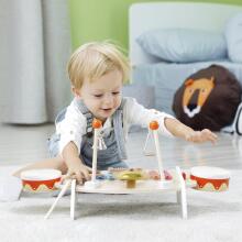 CLASSIC WORLD Bērnu mūzikas instrumentu komplekts Ksilofons, veļas dēlis, šķīvji, bungas, šķīvis, nūjiņas, trijstūris, zvaniņš, 9 gab.