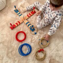 TOOKY TOY Koka jautra Serso arkādes gredzenu krusta spēle
