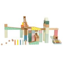 CLASSIC WORLD Wooden Ball Track Domino Ball Track Blocks with Cymbals