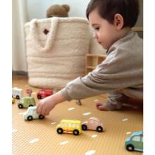 TOOKY TOY koka transportlīdzekļu un ceļa zīmju komplekts kastītē