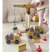 WOOPIE GREEN Wooden Construction Site 5in1 Mobile Crane XXL Construction Vehicles 13 pcs FSC