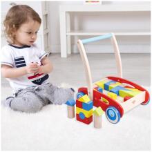 TOOKY TOY Деревянные ходунки-толкатели для детей + кубики 23 шт.