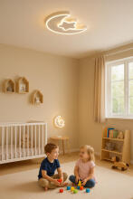 Ikonka Art.KX3175 LED griestu plafona lampa bērnu istabai LUMELA ar regulējamu apgaismojumu + tālvadības pults Mēness balta