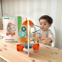 Tooky Toy Duża Drewniana Zabawka Edukacyjna Wielofunkcyjna Rakieta