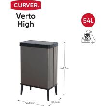 Waste bin rectangular metalized Verto High 54L pearl gray