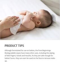 Pure Beginnings Organic Wipes Art.251275 Органические 100% биоразлагаемые влажные салфетки  с нежным ароматом лаванды, 64 шт.