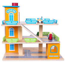 Wooden Garage Track with Elevator + Cars