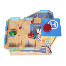 Wooden Garage Track with Elevator + Cars