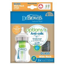Бутылочки DR.BROWN'S OPTIONS+ из стекла с широким горлышком, 150 мл, 2 шт.