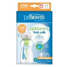 Бутылочки DR.BROWN'S OPTIONS+ с широким горлышком, 270 мл, 2 шт.
