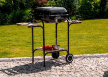 Large garden grill with adjustable grate, wooden shelves, MultiGarden