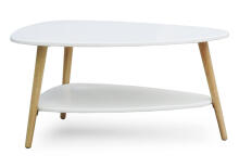 Mūsdienu kafijas galdiņš, plaukts, koka kājas, balts, ModernHome