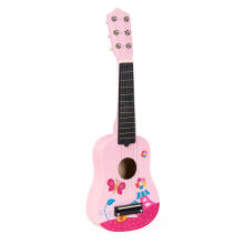 Wooden Guitar for Kids with Metal Strings and Pick – Pink ECOTOYS