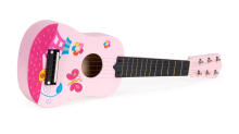Wooden Guitar for Kids with Metal Strings and Pick – Pink ECOTOYS