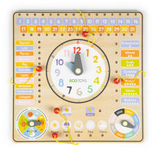 Wooden manipulation board with calendar & clock