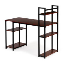 Computer desk loft table shelves light oak DARK BRONZE