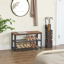 LOFT wooden shoe cabinet with shelf and seat