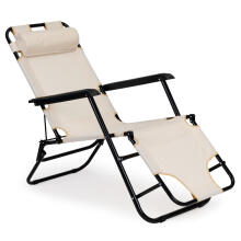 Garden lounger with headrest, foldable construction, beige, MultiGarden