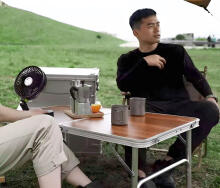 Tourist table foldable camping table brown top 120 x 60 cm