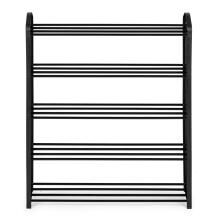 Металлическая обувница, 5 полок, 15 пар обуви, черная ModernHome